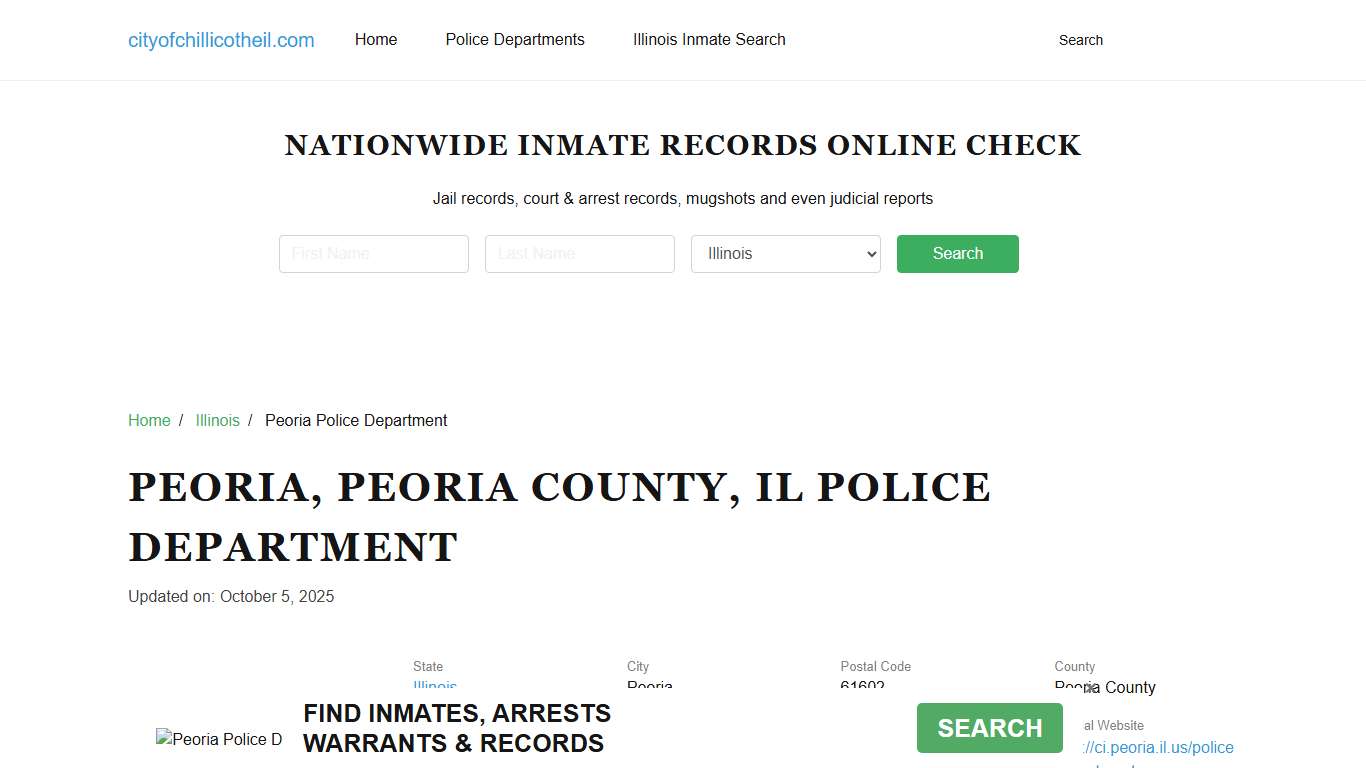 Peoria, IL Police - City Jail Inmates, Arrests